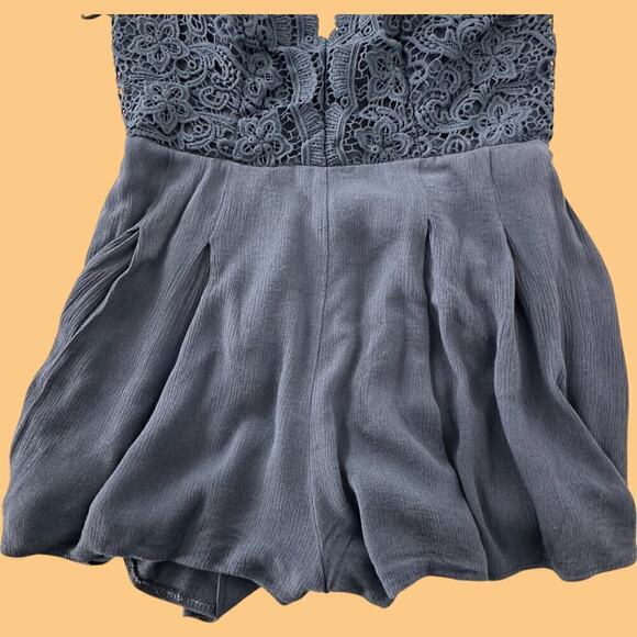 Lulus Star Spangled Indigo Backless Lace Romper (L) - Picture 4 of 14